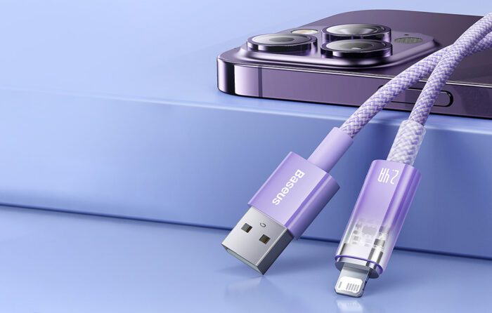 Fast Charging cable Baseus USB-A to Lightning Explorer Series 1m 2.4A (purple) - Image 8