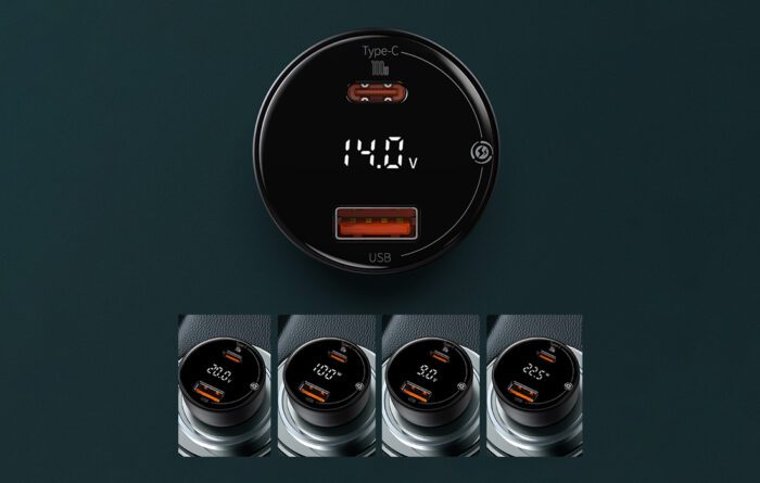 Car charger Baseus Superme, USB, USB-C, 100W (black) - Image 12