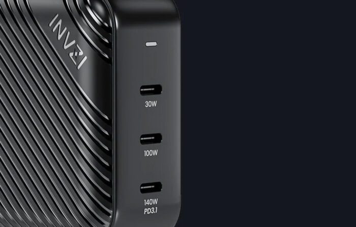 Wall charger INVZI GanHub 3x USB-C, 140W, EU/UK/AU/US (black) - Image 4