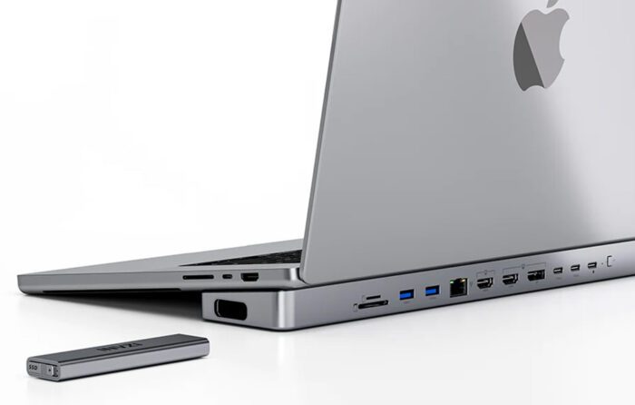 USB-C docking station / Hub for MacBook Pro 13" / 14" INVZI MagHub 12in2 with SSD tray (gray) - Image 4