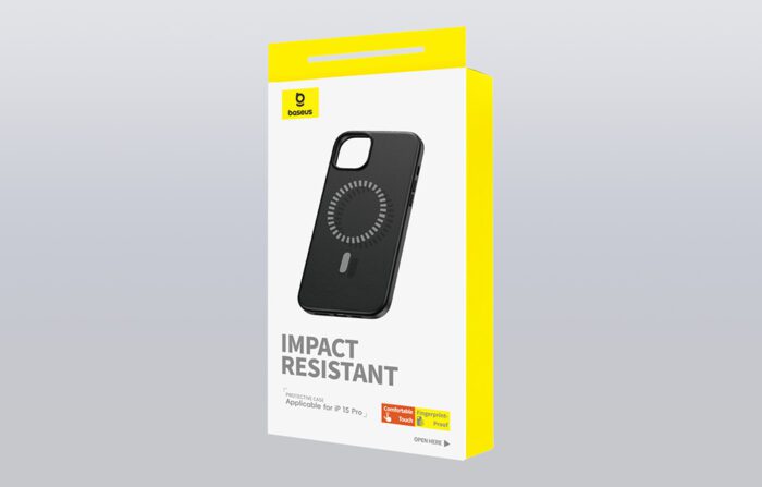 Magnetic Phone Case for iPhone 15 Pro Baseus Fauxther Series (Black) - Image 5