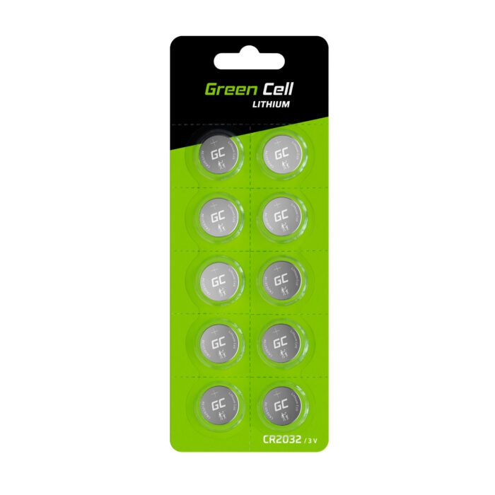 Green Cell Blister 10x Lithium Battery CR2032 3V 220mAh Button - Image 1