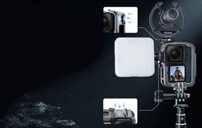 TELESIN Aluminum cage for GoPro Hero 12/11/10/9 +vertical adapter - Image 11
