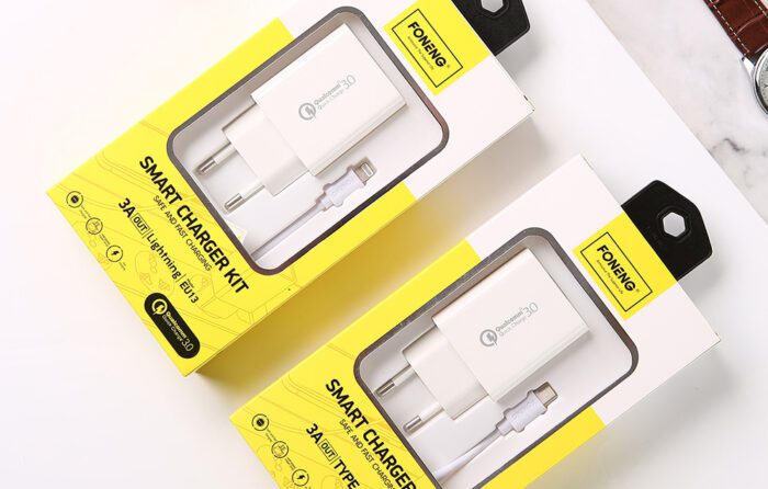 Foneng EU13 18W Wall Charger + USB to USB-C Cable, 3A (White) - Image 3