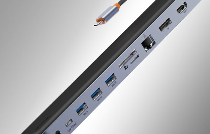 Hub 12w1 Baseus EliteJoy Gen2 series USB-C do 2xHDMI+ 3xUSB 3.0+ PD+ DP+ SD/TF+ RJ45+Type-C+ 3.5mm (dark grey) - Image 9