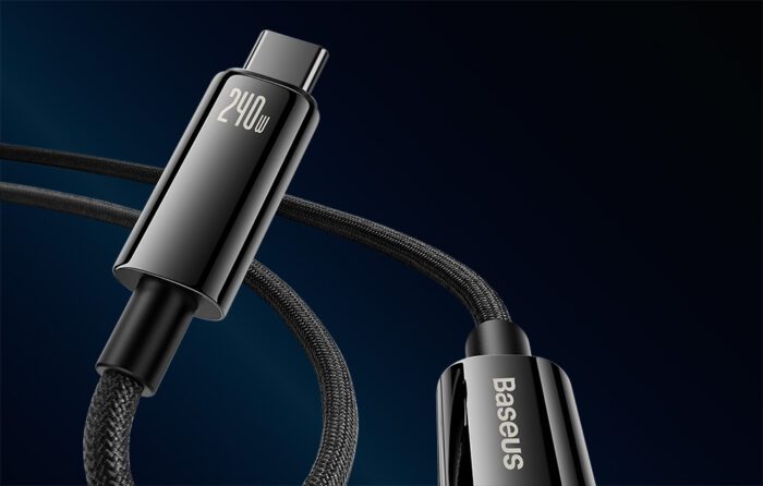 USB-C to USB-C cable Baseus Tungsten Gold 240W 2 m (black) - Image 8