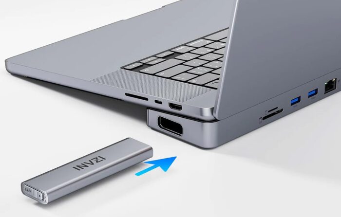 USB-C docking station / Hub for MacBook Pro 13" / 14" INVZI MagHub 12in2 with SSD tray (gray) - Image 5