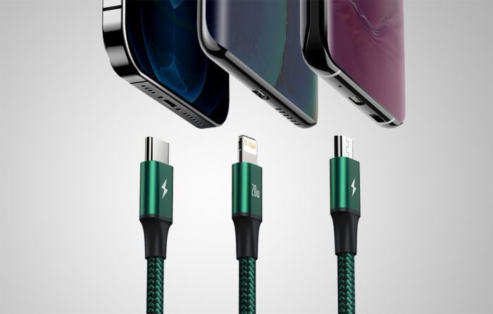 Baseus Rapid Series 3-in-1 cable USB-C For M+L+T 20W 1.5m (Green ) - Image 9