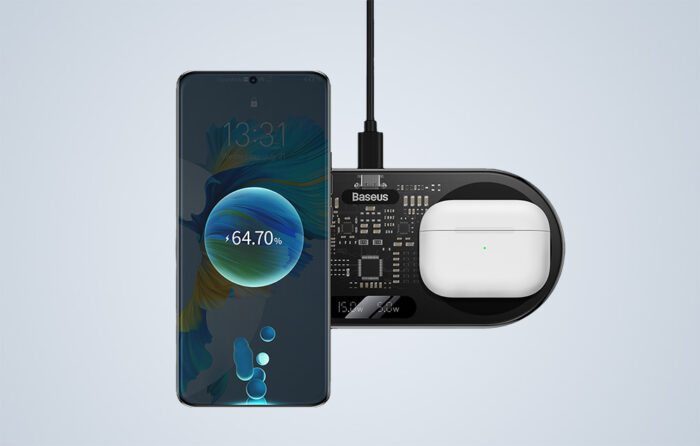Dual Qi wireless charger Baseus Digital LED Display, 20W - Image 9