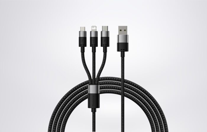 3in1 USB cable Baseus StarSpeed Series, USB-C + Micro + Lightning 3,5A, 1.2m (Black) - Image 8
