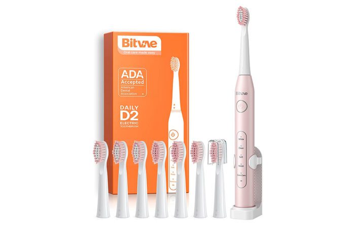 Sonic toothbrush with tips set, holder and case D2 (pink) - Image 8