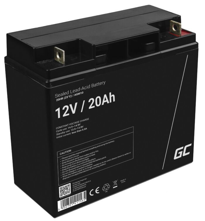 Green Cell AGM VRLA 12V 20Ah maintenance-free battery for mower, scooter, boat, wheelchair - Image 1