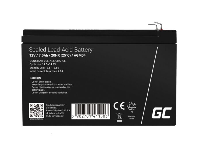 Green Cell AGM VRLA 12V 7Ah maintenance-free battery for UPS units - Image 2