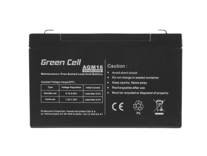 Green Cell AGM VRLA 6V 10Ah maintenance-free battery for the alarm system, cash register, toys - Image 3