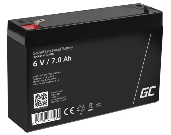Green Cell AGM VRLA 6V 7Ah maintenance-free battery for the alarm system, cash register, toys - Image 1