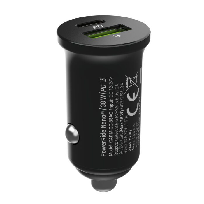 Green Cell Autoladegerät 38W GC PowerRide Nano38 mit USB-C USB-A Power Delivery und Ultra Charge Schnellladung - Image 2