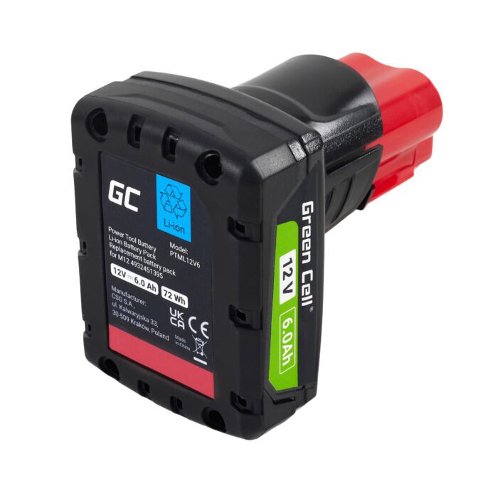 Green Cell Battery for Milwaukee M12 12V 6Ah Replacement Battery M12 B6 4932451395 - Image 3