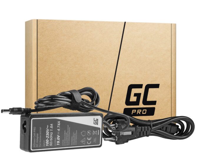 Green Cell PRO Charger / AC Adapter 19V 4.74A 90W for Asus A52 K50IJ K52 K52F K52J K53S K53SV X52 X52J X53S X53U X54C X54 X54H - Image 1