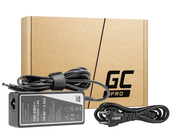 Green Cell PRO Charger / AC Adapter 19V 3.95A 75W for Toshiba Satellite C55 C660 C850 C855 C870 L650 L650D L655 L750 L750D L755 - Image 1