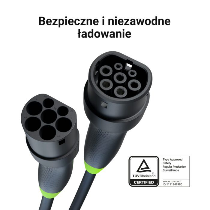 Green Cell Snap Type 2 EV Charging Cable 11 kW 7 m for Tesla Model 3 S X Y, VW ID.3, ID.4, Kia EV6, Hyundai IONIQ 5, Ford Mach-E - Image 3