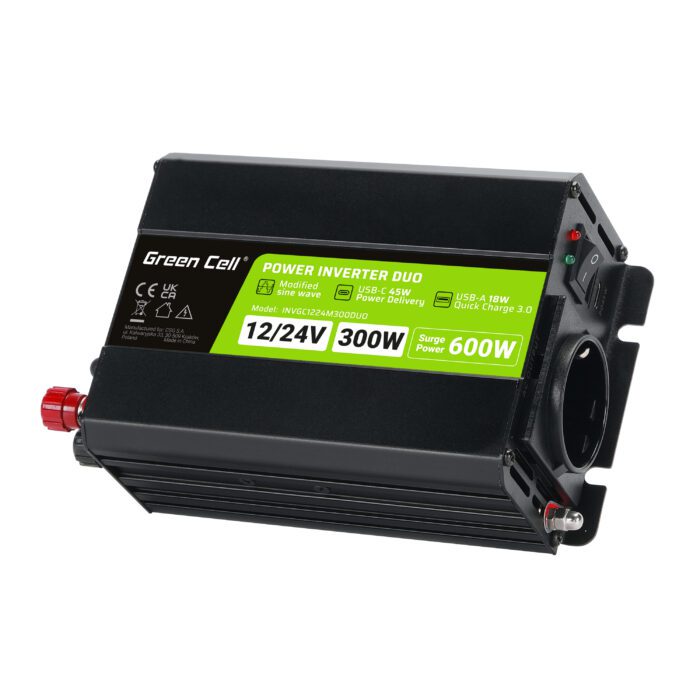 Green Cell® Inverter Voltage converter 12V / 24V to 230V 300W/600W DUO - Image 5