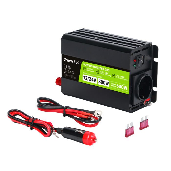 Green Cell® Inverter Voltage converter 12V / 24V to 230V 300W/600W DUO - Image 1