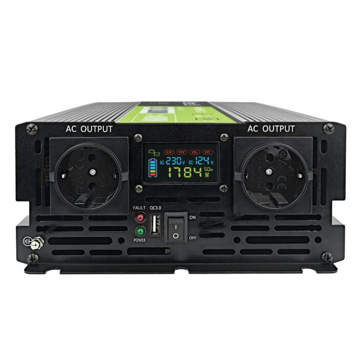 Green Cell PowerInverter LCD 12 volt 2000W/40000W car inverter with display - pure sine wave - Image 3