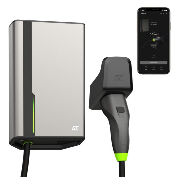 Green Cell GC HabuDen Wallbox 22kW 32A 7.5m Cable Type 2 Smart EV Charging Station with GC App Bluetooth WiFi - Image 1