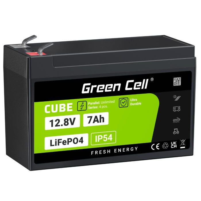 Green Cell CUBE LiFePO4 7Ah 12.8V 89.6Wh Lithium Iron Phosphate Battery for UPS, Monitoring - Image 1