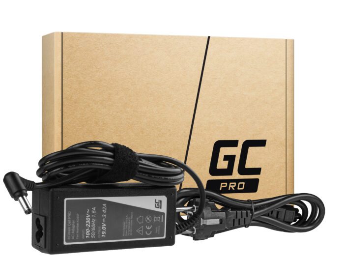 Green Cell PRO Charger / AC Adapter 19V 3.42A 65W for Asus R510C R510L R556L X550C X550L Toshiba Satellite C650 L750 - Image 1