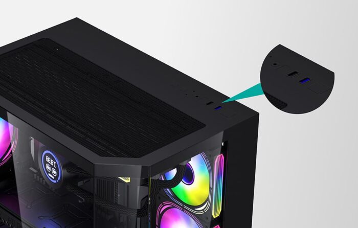 Darflash FT418 computer case + 6 aRGB fans (black) - Image 12
