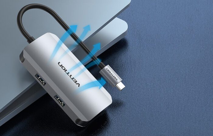 USB-C Docking Station to 4x USB3.0, PD 0.15m Vention TNBHB (gray) - Image 2