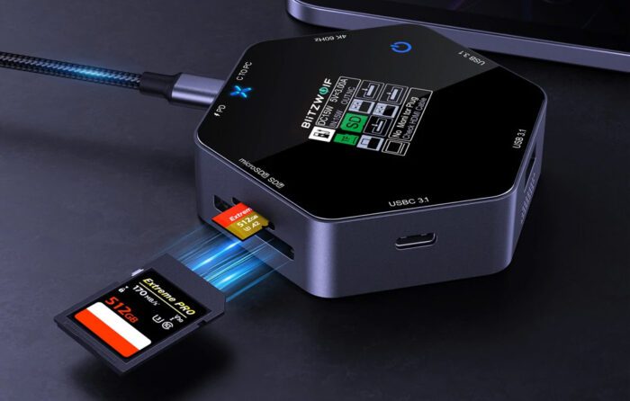 Blitzwolf 8in1 docking station BW-TH16 USB 100W LCD Smart Display - Image 6