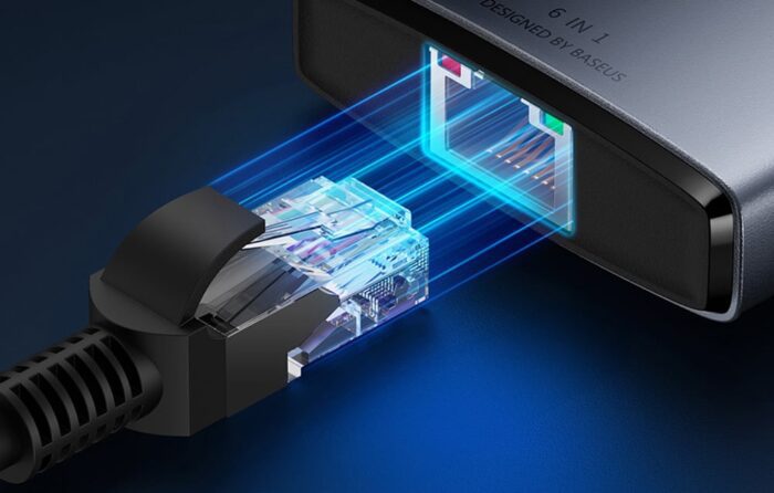 Hub 6in1 Baseus Metal Gleam 2 Series, USB-C to 2xUSB 3.0 +USB-C + HDMI + USB-C PD + Ethernet RJ45 - Image 12