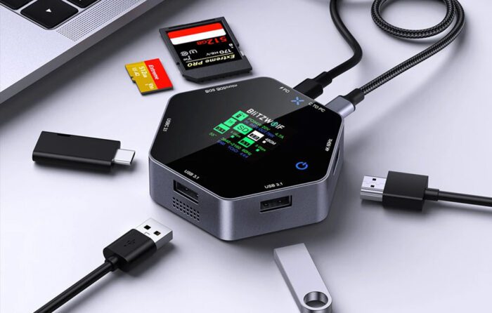 Blitzwolf 8in1 docking station BW-TH16 USB 100W LCD Smart Display - Image 3