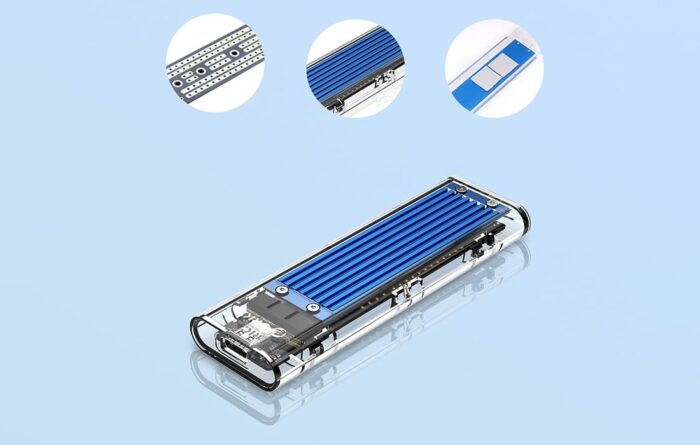 Orico Enclosure SSD M.2 , NVME, USB-C 3.1 Gen.2, 10Gbps (blue) - Image 3