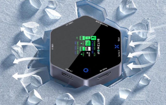 Blitzwolf 8in1 docking station BW-TH16 USB 100W LCD Smart Display - Image 4