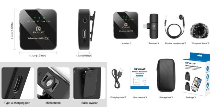 Wireless Lavalier Dual Microphone for iPhone / iPad, 8-Pin Receiver - Image 3